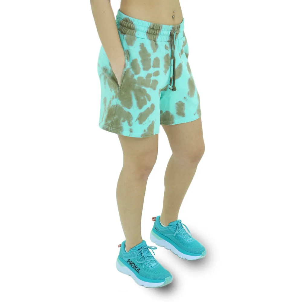 Damen Sportkurzhose mit Druck, Aqua/Braun