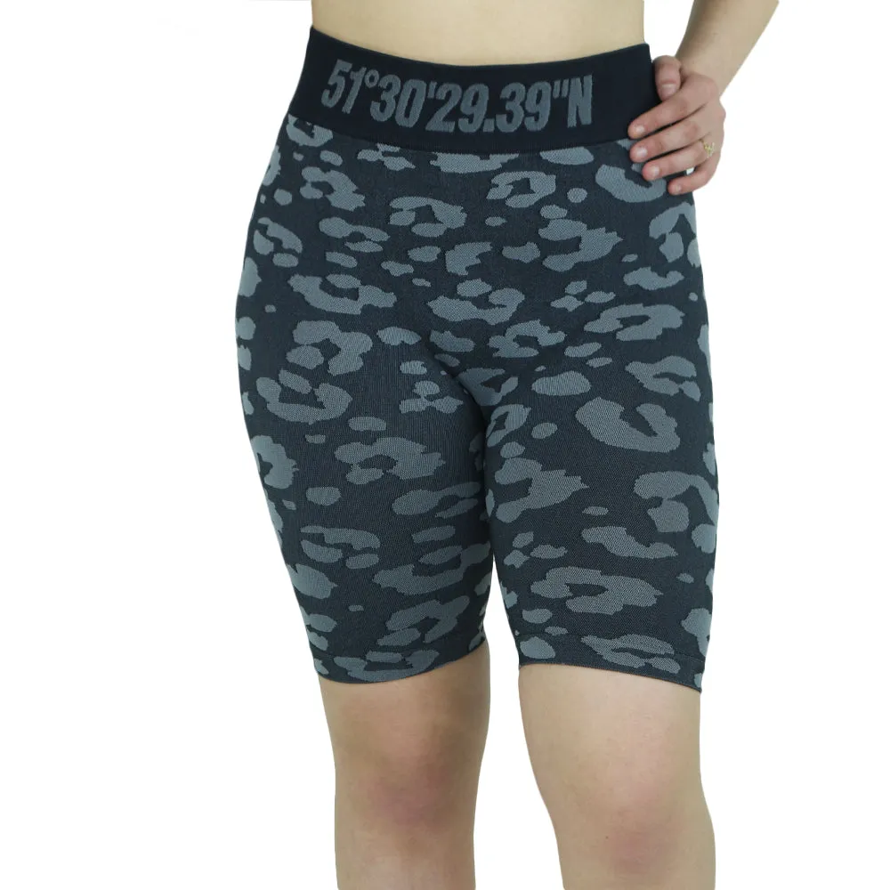 Damen Sport Shorts mit Druck, Schwarz