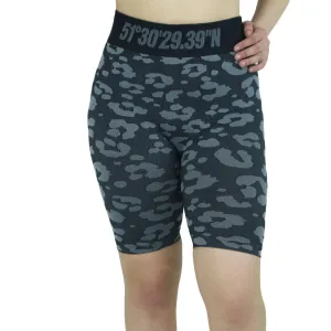 Damen Sport Shorts mit Druck, Schwarz