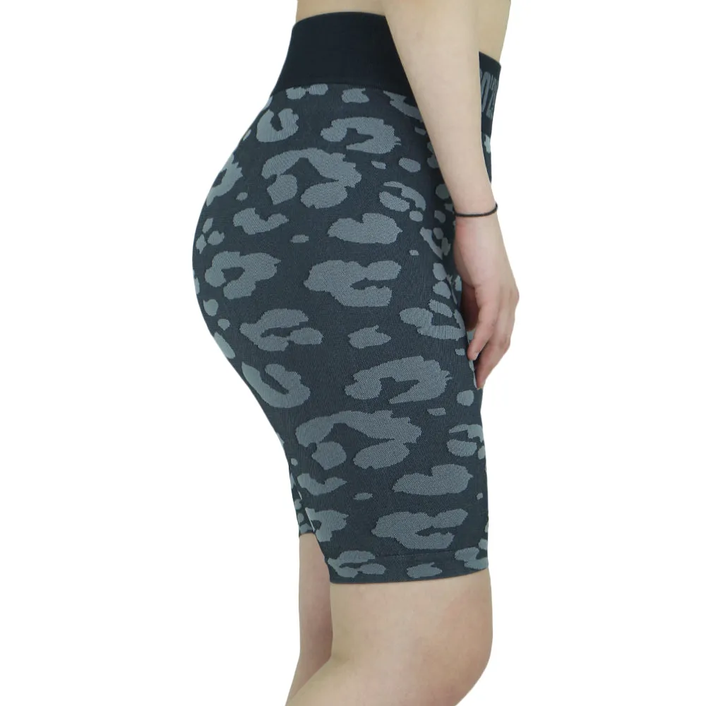 Damen Sport Shorts mit Druck, Schwarz