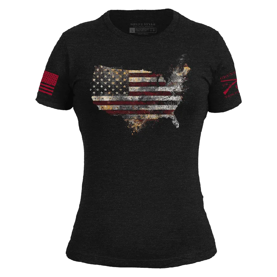 Damens Red Blood Nation Slim Fit T-Shirt - Schwarz