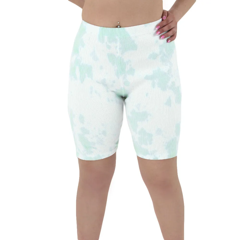Damen Rippen-Baumwollshorts, Pistazie