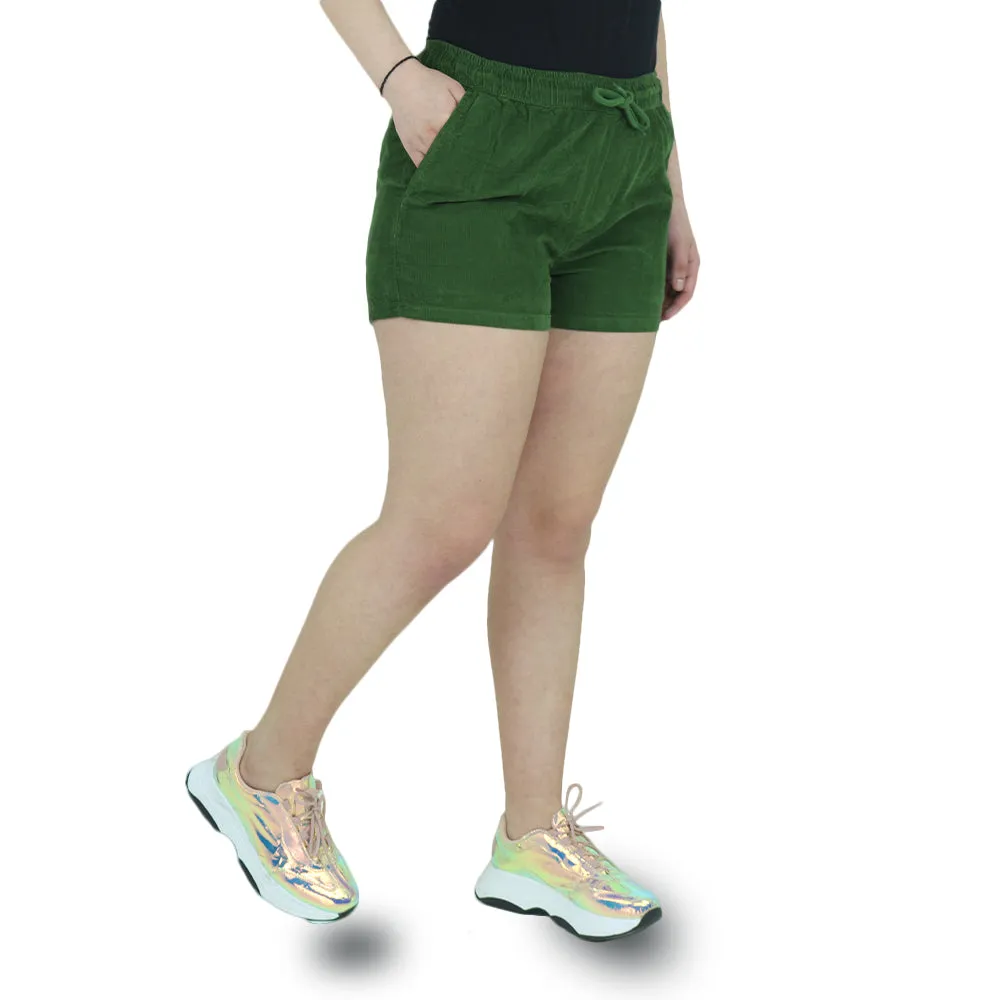 Damen Rippen-Shorts, Olive
