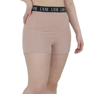 Damen Rippen-Sportshorts, Beige Rose