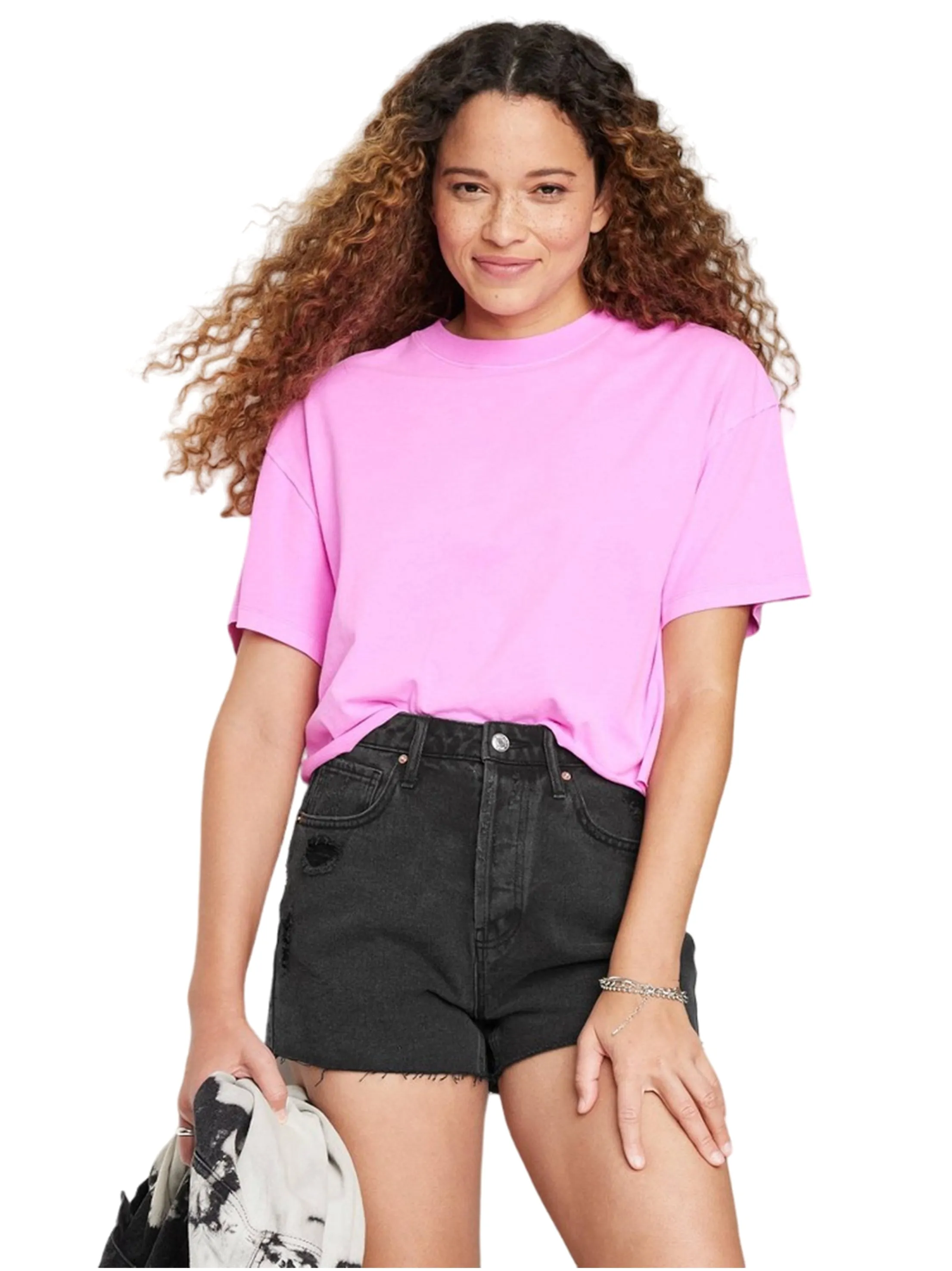 Damen-Destroyed Denim Shorts, Dunkelgrau