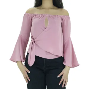 Damenbluse mit Rüschenärmeln, Rosa