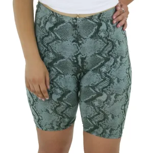 Damen-Snake-Print-Kurze Leggings, Olive