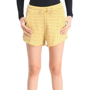 Damen Gestreifte Stretch Shorts, Senf/Beige