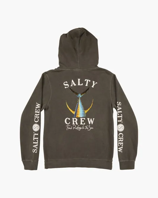 Damen Boyfriend Hoody mit Schoß - Ausgewaschen Schwarz