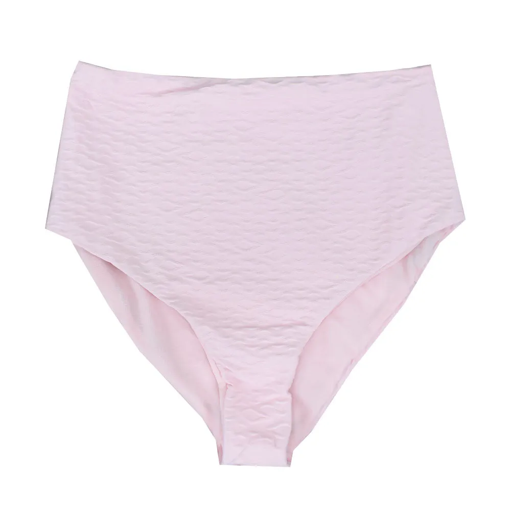 Damen High Waist Bikini-Unterteil mit Struktur, Rosa