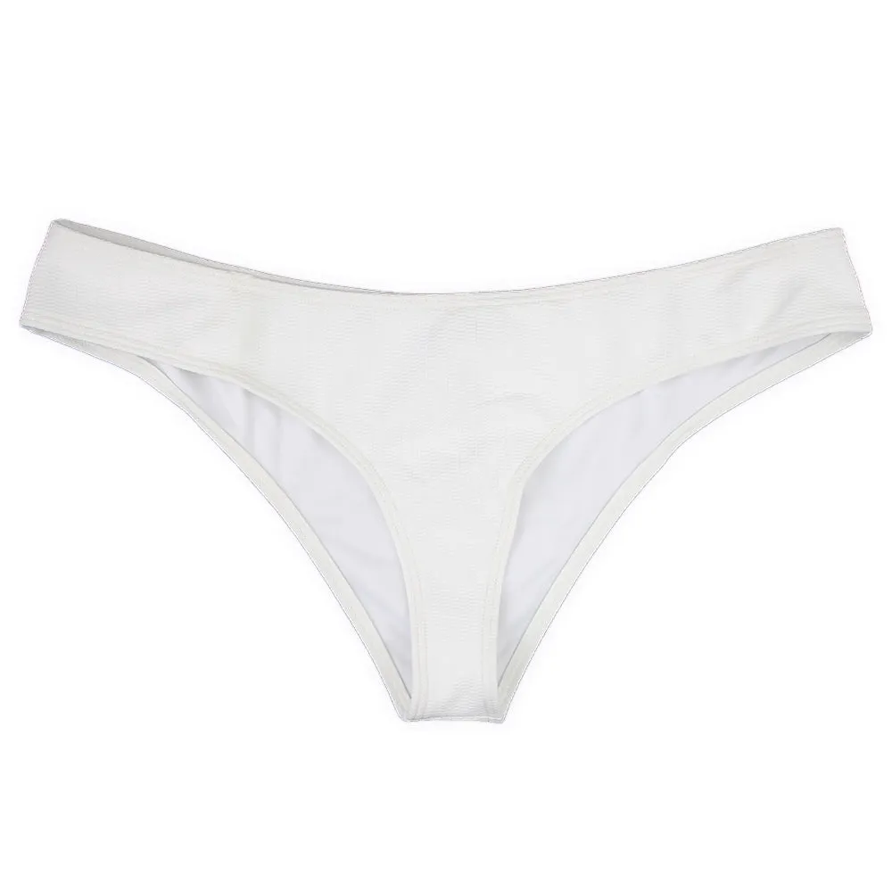 Damen Texturierter V-Schnitt Bikini-Höschen, Weiß