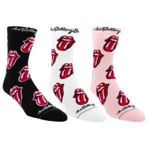 Damen The Rolling Stones Gemischte Crew-Socken in Schwarz/Weiß/Rosa/Rot