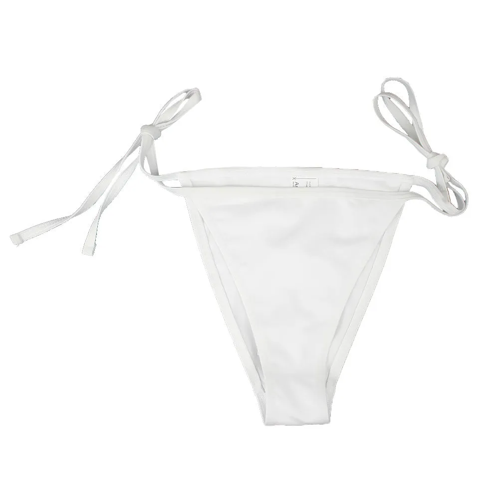 Damen-Bikini-Unterteil mit Bindeseiten, Einfarbig, Weiß