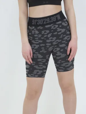 Damen-Radlerhose mit Tiger-Print, Dunkelgrau