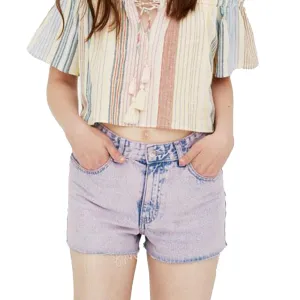 Damen-Washed-Denim-Shorts, Rosa