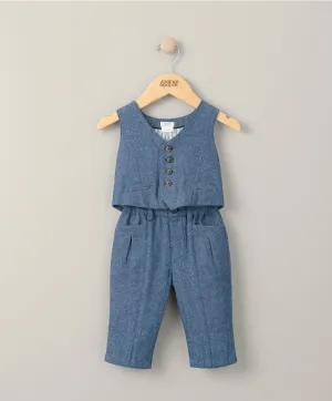 Gewebtes Westen- & Hosen-Outfit-Set - Blau Babykids Mamas & Papas