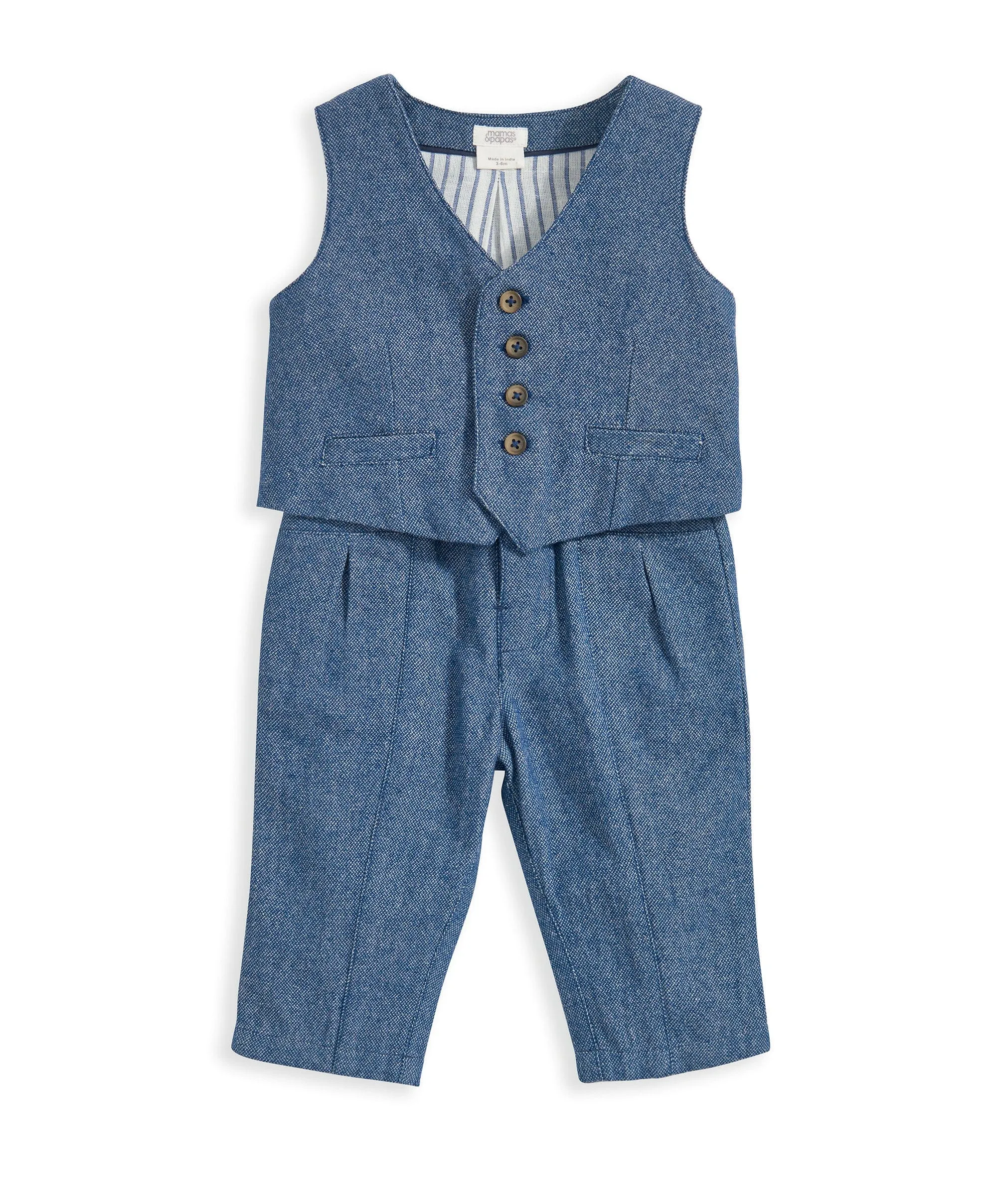 Gewebtes Westen- & Hosen-Outfit-Set - Blau Babykids Mamas & Papas